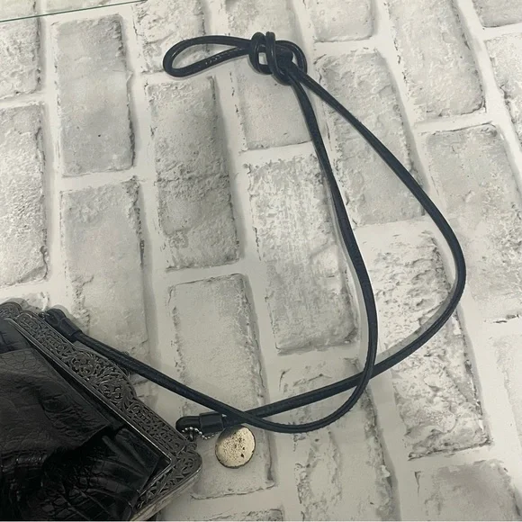 Brighton Black Croc-Embossed print Handbag Vintage 80’s. Shoulder crossbody USED - Picture 16 of 16